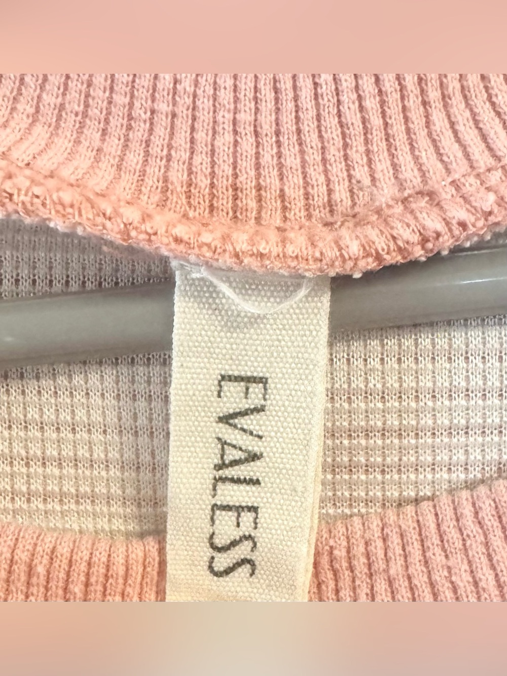 Evaless Women's Pink White Striped Short Sleeve Knit Top Size XL Ribbed Hem - Picture 4 of 7